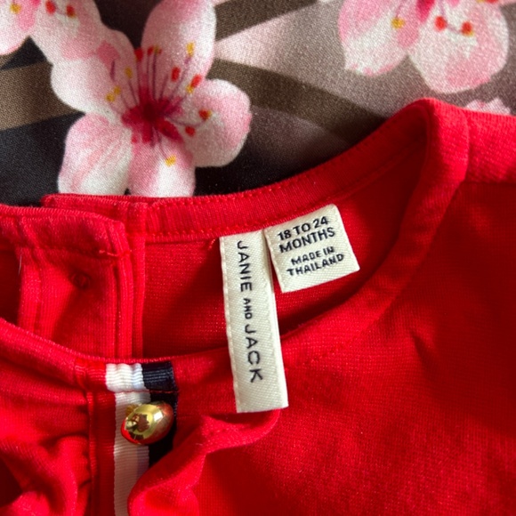 Janie and Jack baby girl red ruffle day dress 18-24 mos - Picture 6 of 6